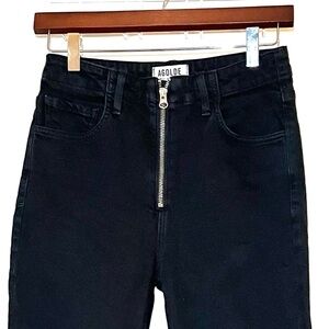 Agolde Nico High Rise Slim Exposed Zip Black Jeans, Sz 26 Minimalist, Streetwear